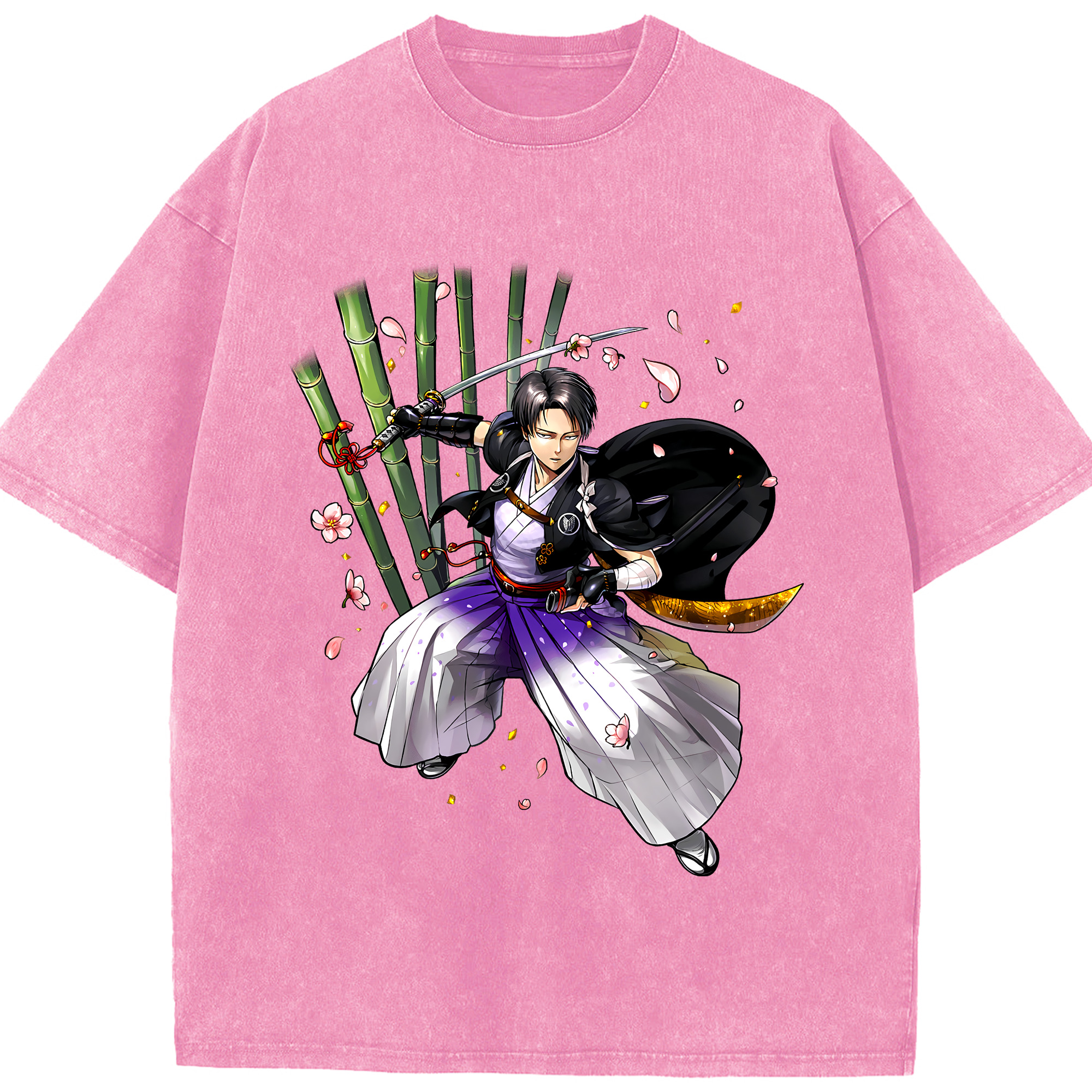（画像用） 進撃の巨人 リヴァイ·アッカーマン Attack on Titan Levi Ackerman 綿100% ヴィンテージ風 半袖Tシャツ（フロントプリント）